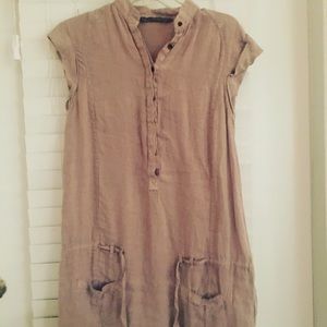 Zara Tan Tunic Dress With Pockets.Smoke Free Home.